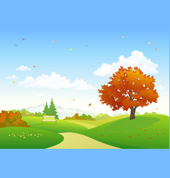A bench under tree park or garden wallpaper Vector Image