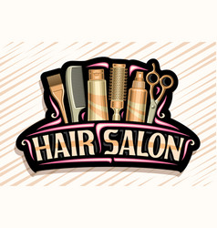 Hair salon sign with scissors and design elements Vector Image