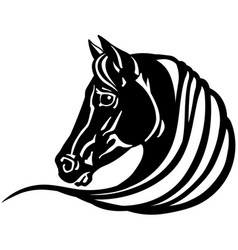 Horse head profile black white Royalty Free Vector Image