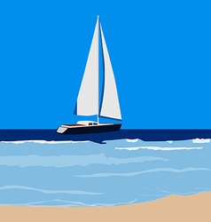 Top view sail boat on water Royalty Free Vector Image