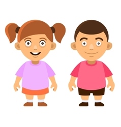 Two cartoon style cute kids boy and girl on white Vector Image