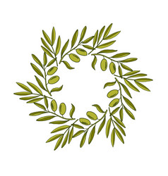 Olive wreath with hand drawn branch Royalty Free Vector