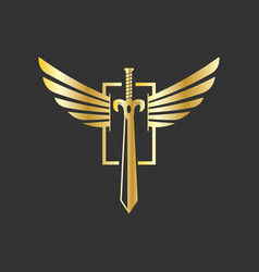 Sword and wings logo design inspiration Royalty Free Vector