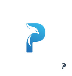 Golden wings monogram logo initial letter p Vector Image