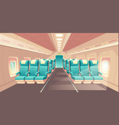 Airplane cabin at night plane economy class salon vector image