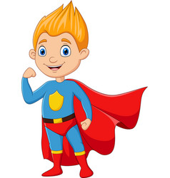 Cartoon superhero boy isolated on white background