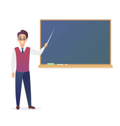 Young teacher standing in front of blank school Vector Image