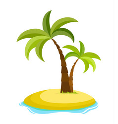 Tropical palm on island with sea waves Royalty Free Vector