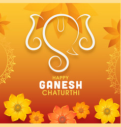 Happy ganesh chaturthi font with line art lord Vector Image