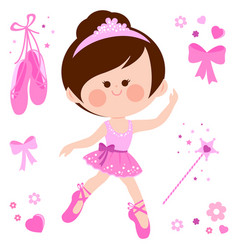 Cute pink ballerina girl isolated on white Vector Image