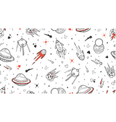 Seamless doodle space pattern trendy cute kids Vector Image