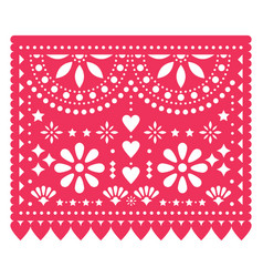 Papel picado red floral template design Royalty Free Vector