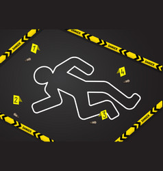 Crime scene do not cross police tape chalk Vector Image