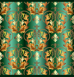 Gold baroque old style 3d seamless pattern Vector Image