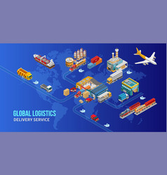 Scheme of global logistics on world map Royalty Free Vector