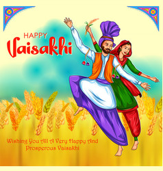 Happy vaisakhi punjabi spring harvest festival of Vector Image