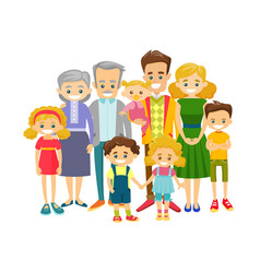 Happy extended caucasian smiling family Royalty Free Vector