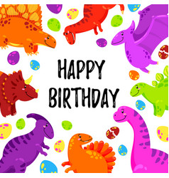 Cute greeting card with a dinosaur party Vector Image