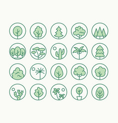 trees plants freen line icon vector image