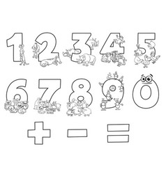 Educational numbers set with cartoon animals Vector Image