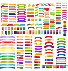 Colorful ribbons and label set Royalty Free Vector Image