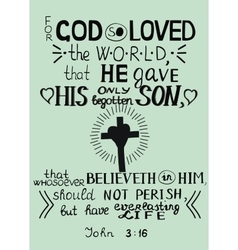 Golden bible verse john 3 16 for god so loved Vector Image