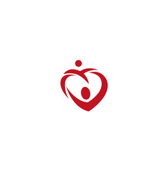 Child care logo template shape heart Royalty Free Vector