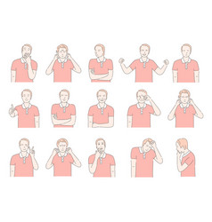 Cartoon emotional faces male Royalty Free Vector Image