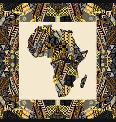 Africa continent map ornate with ethnic pattern Vector Image