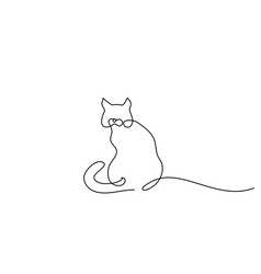 One line drawing cat sleeping with curled tail Vector Image