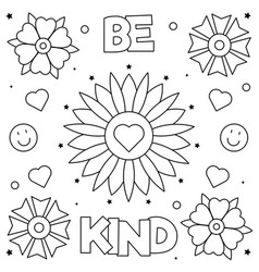 Be kind coloring page black and white Royalty Free Vector