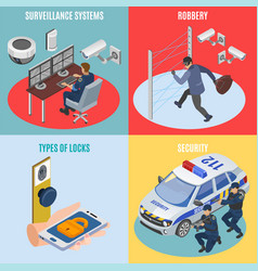 Security systems isometric icons Royalty Free Vector Image