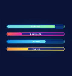 Colorful loading bar set modern web element Vector Image