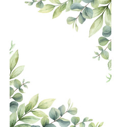 Watercolor card green branches Royalty Free Vector Image