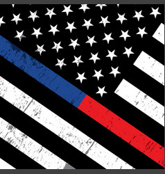 American Flag With Thin Blue Line Grunge Aged Vector Image