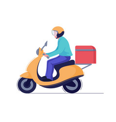 Delivery man or courier riding scooter to service Vector Image