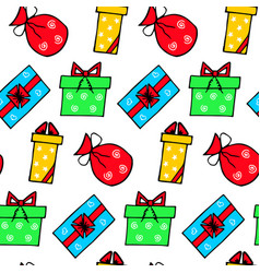 Present seamless pattern in thin line style Vector Image