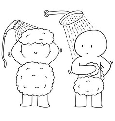 Set of men showering Royalty Free Vector Image