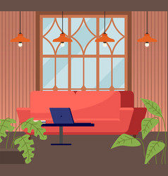 Interior design a living room red sofa against Vector Image