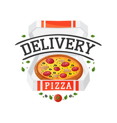 Delivery pizza badge Royalty Free Vector Image