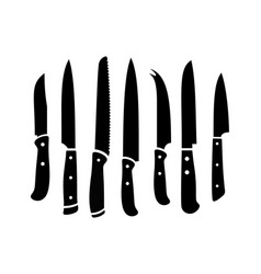 Cutlery Set and Kitchen Knives Royalty Free Vector Image