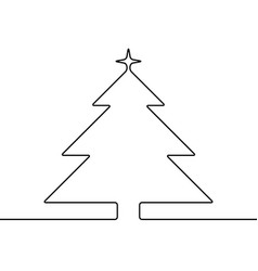 Continuous line drawing christmas tree black Vector Image