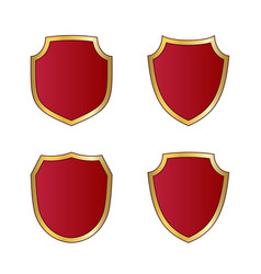 Gold and red shield shape icons set logo emblem Vector Image