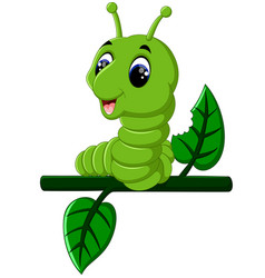 Funny caterpillar runs on a tree branch Royalty Free Vector