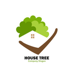 House gold tree garden logo Royalty Free Vector Image