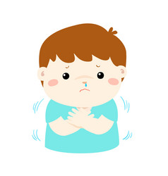 Little boy with a cold shivering cartoon Vector Image