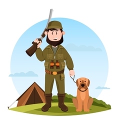 Cartoon of a hunter aiming a rifle Royalty Free Vector Image