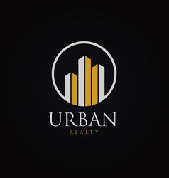 Urban property logo with metal silver gold color Vector Image