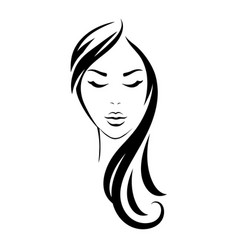 Woman head with long hair and pink lips Royalty Free Vector