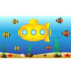 Yellow submarine under water Royalty Free Vector Image